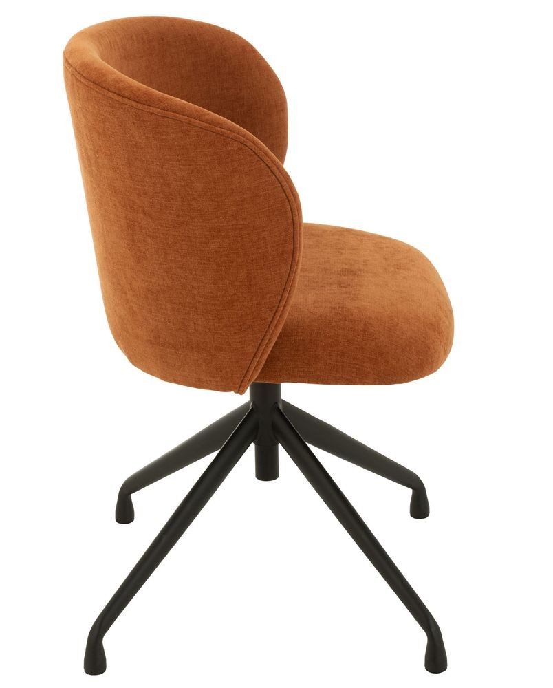 Oranžová sametová jídelní točící židle Chair Turn Rusty - 56*48*77cm