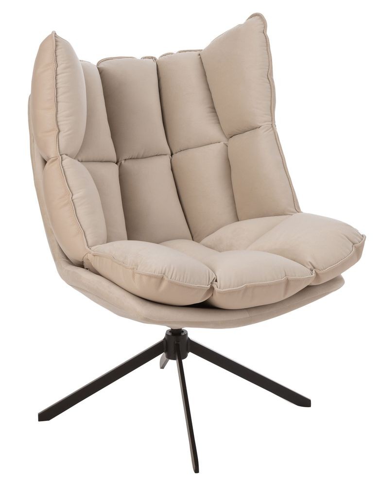 Béžové sametové relaxační křeslo Chair Relax Bubby Beige - 78*73*92cm J-Line by Jolipa