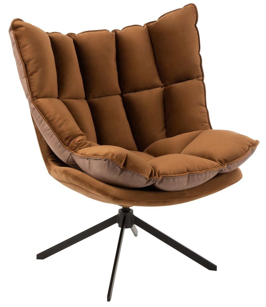 Hnědé sametové relaxační křeslo Chair Relax Bubby Brown - 78*73*92cm J-Line by Jolipa