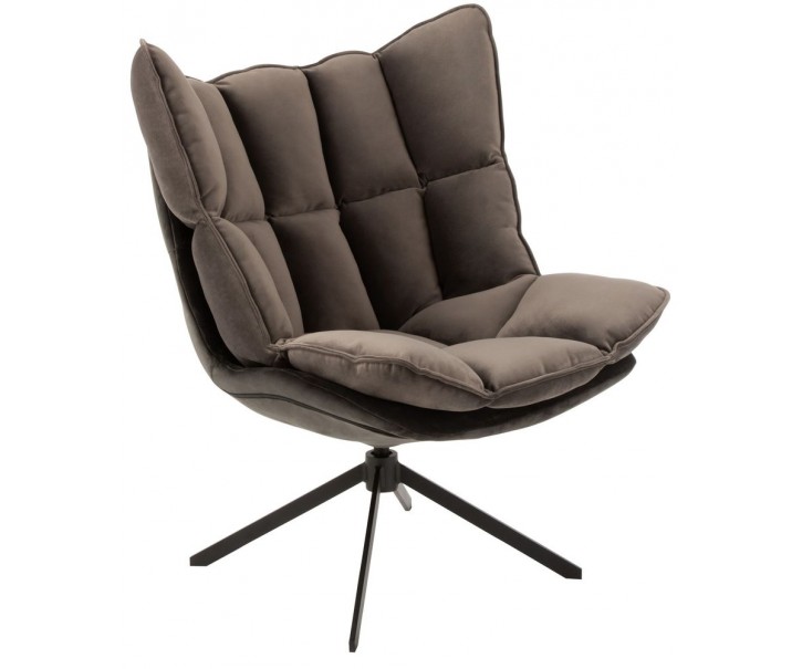 Tmavě šedé sametové relaxační křeslo Chair Relax Bubby Grey - 78*73*92cm