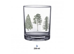 Transparentní sklenice na pití se stromky Natural Pine Trees - Ø 7*9 cm / 230 ml