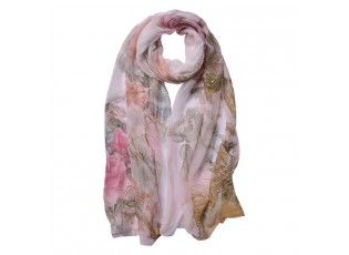 Růžový dámský šátek s květy Women Print Pink - 50*160 cm