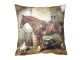 Sametový povlak na polštář s koněm ve stáji Horse - 45*45 cm