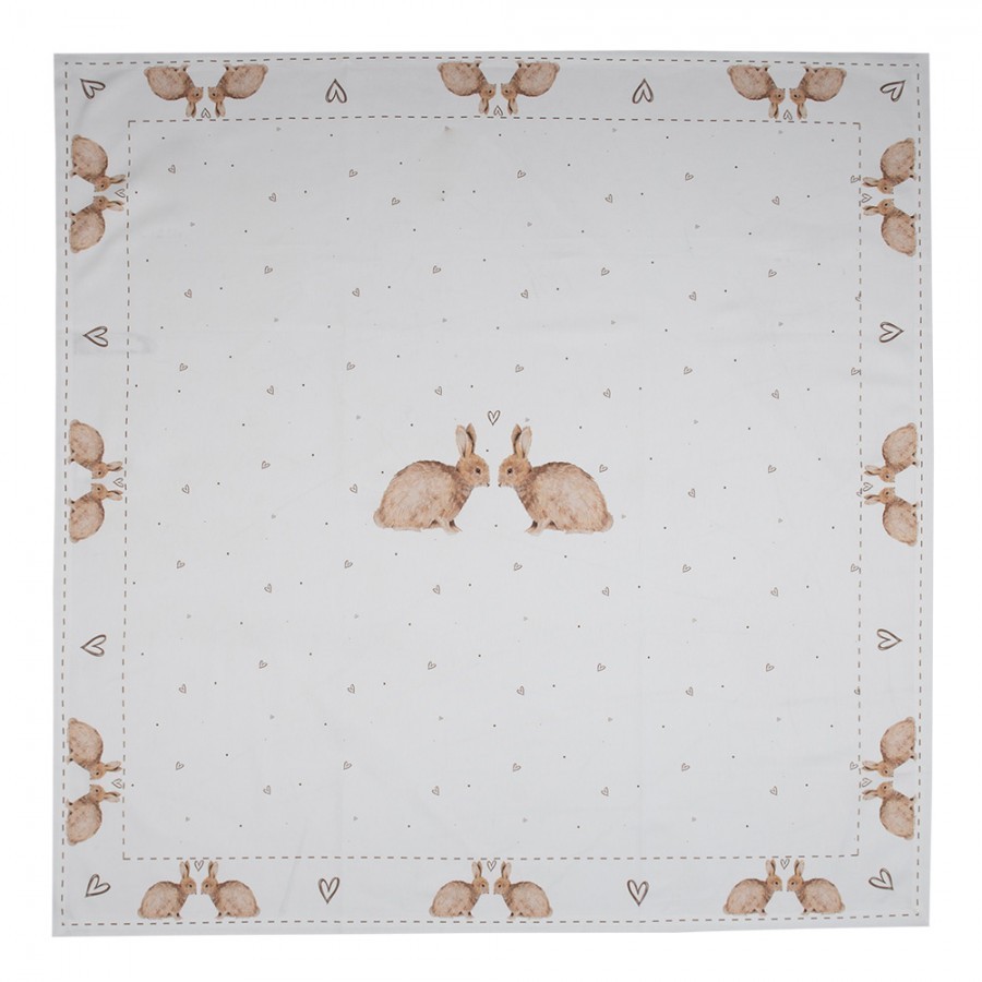 Bavlněný ubrus s motivem králíčků Bunnies in Love - 100*100 cm