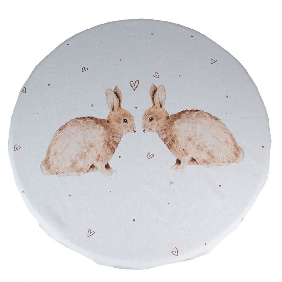 Bavlněný kulatý ubrus s motivem králíčků Bunnies in Love - Ø 170 cm