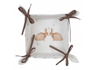 Bavlněný košík na pečivo s motivem králíčků Bunnies in Love - 35*35*8cm