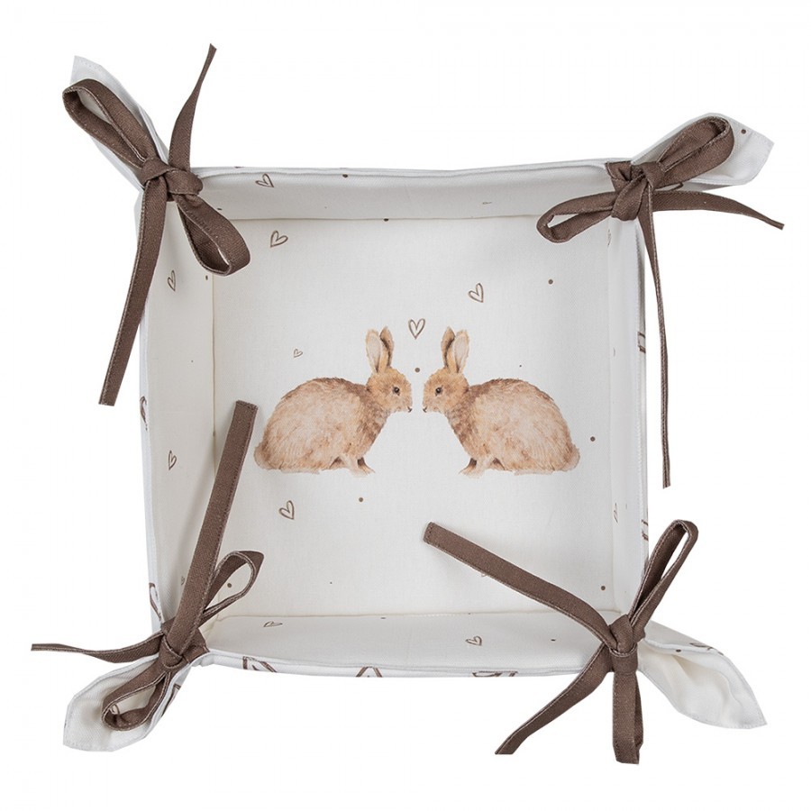 Bavlněný košík na pečivo s motivem králíčků Bunnies in Love - 35*35*8cm