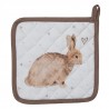 Bavlněná chňapka - podložka s motivem králíčka a srdíček Bunnies in Love - 20*20 cm Barva: bílá, hnědáMateriál: 100% bavlna