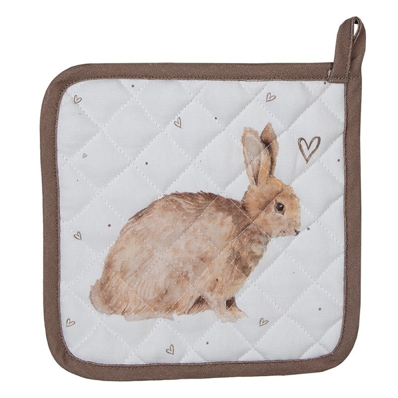 Bavlněná chňapka - podložka s motivem králíčka a srdíček Bunnies in Love - 20*20 cm
