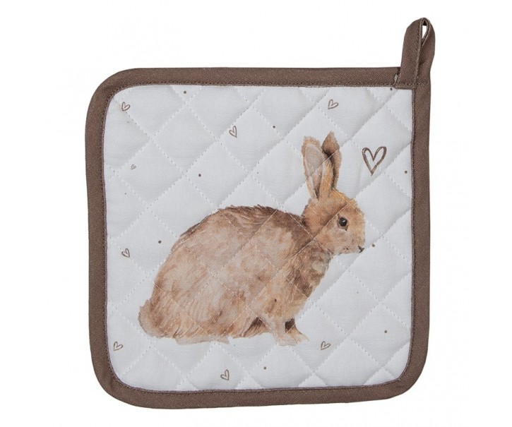 Bavlněná dětská chňapka - podložka s motivem králíčka a srdíček Bunnies in Love - 16*16 cm
