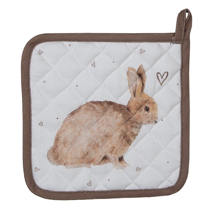 Bavlněná dětská chňapka - podložka s motivem králíčka a srdíček Bunnies in Love - 16*16 cm