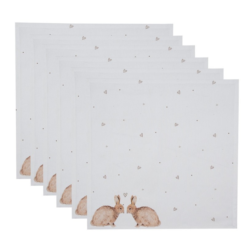 6ks bavlněné ubrousky s motivem králíčků a srdíček Bunnies in Love - 40*40cm