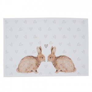 6ks bavlněné prostírání s motivem králíčků a srdíček Bunnies in Love - 48*33cm