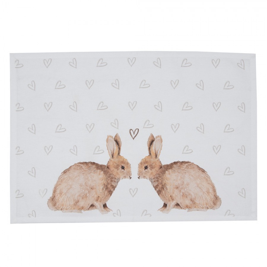 6ks bavlněné prostírání s motivem králíčků a srdíček Bunnies in Love - 48*33cm