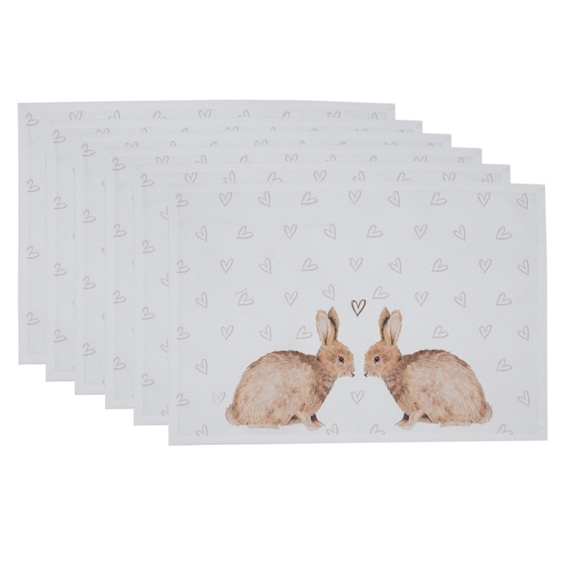 6ks bavlněné prostírání s motivem králíčků a srdíček Bunnies in Love - 48*33cm