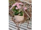 Hnědo-rezavý antik kovový stojan na květiny ve tvaru židle - 24*24*53 cm