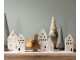 Béžový porcelánový domek svícen na čajovou svíčku Christmas House L - 10*9*17 cm