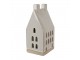 Béžová dekorace porcelánový domek s Led světýlky Christmas House M - 8*6*15 cm