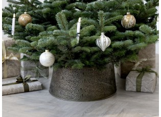 Bronzový antik kovový kryt pod vánoční stromek Christmas Tree - Ø 52*24 cm