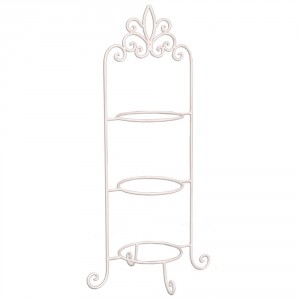 Bílý antik kovový stojan na 3 talíře Etagere - 38*30*77 cm