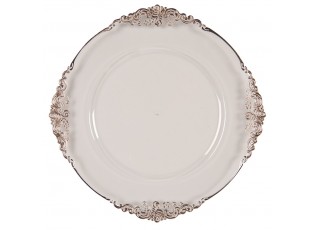 Transparentní servírovací talíř s měděným okrajem a zdobením - Ø 35*2 cm