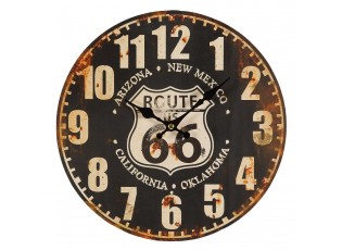 Černé antik nástěnné hodiny Route 66 – Ø 28*3cm/ 1*AA