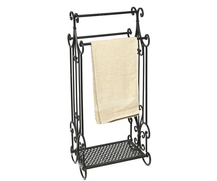 Černý antik kovový stojan na ručníky Passio - 36*29*90 cm Ambiente