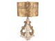 Béžovo - zlatá dřevěná stolní lampa Brocante Look - Ø 40*70 cm E27/max 1*60W