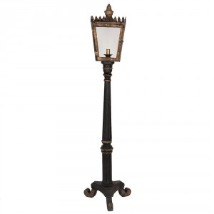 Černo-zlatá stojací lampa ve tvaru pouliční lampy Pip - 44*40*172 cm E14/max 1*25W
