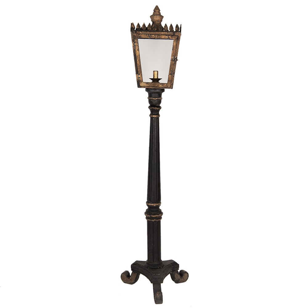 Černo-zlatá stojací lampa ve tvaru pouliční lampy Pip - 44*40*172 cm E14/max 1*25W 5LMP364