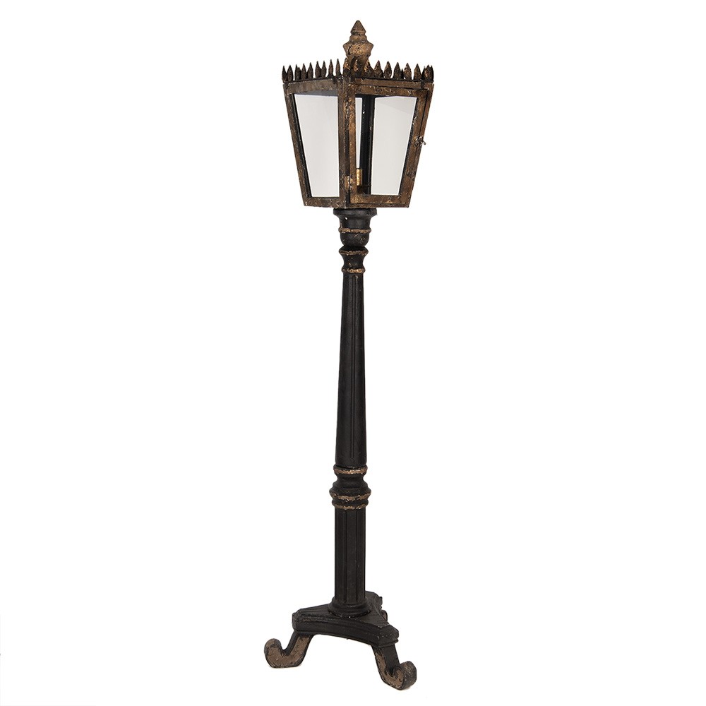 Černo-zlatá stojací lampa ve tvaru pouliční lampy Pip - 44*40*172 cm E14/max 1*25W