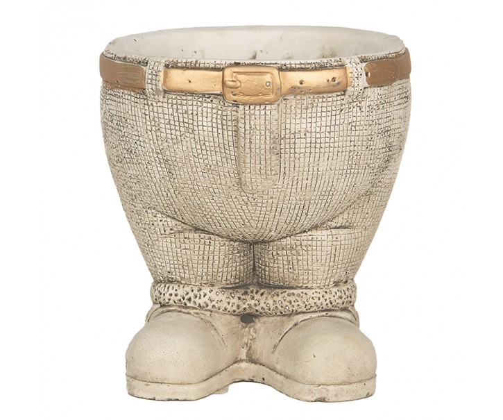 Šedý antik cementový květináč kalhoty s páskem - Ø 15*17 cm
