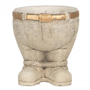 Šedý antik cementový květináč kalhoty s páskem - Ø 15*17 cm