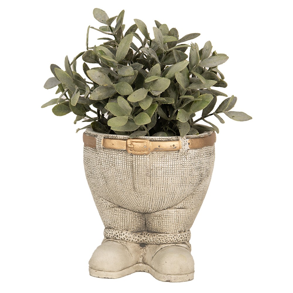 Šedý antik cementový květináč kalhoty s páskem - Ø 15*17 cm
