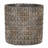 Šedý cementový obal na květináč s drátěnými oky - Ø 18*17 cm
