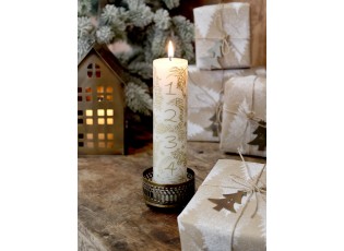 Bílo-zlatá adventní svíčka s čísly 1- 4 Advent Candle - Ø 5*20cm / 48h