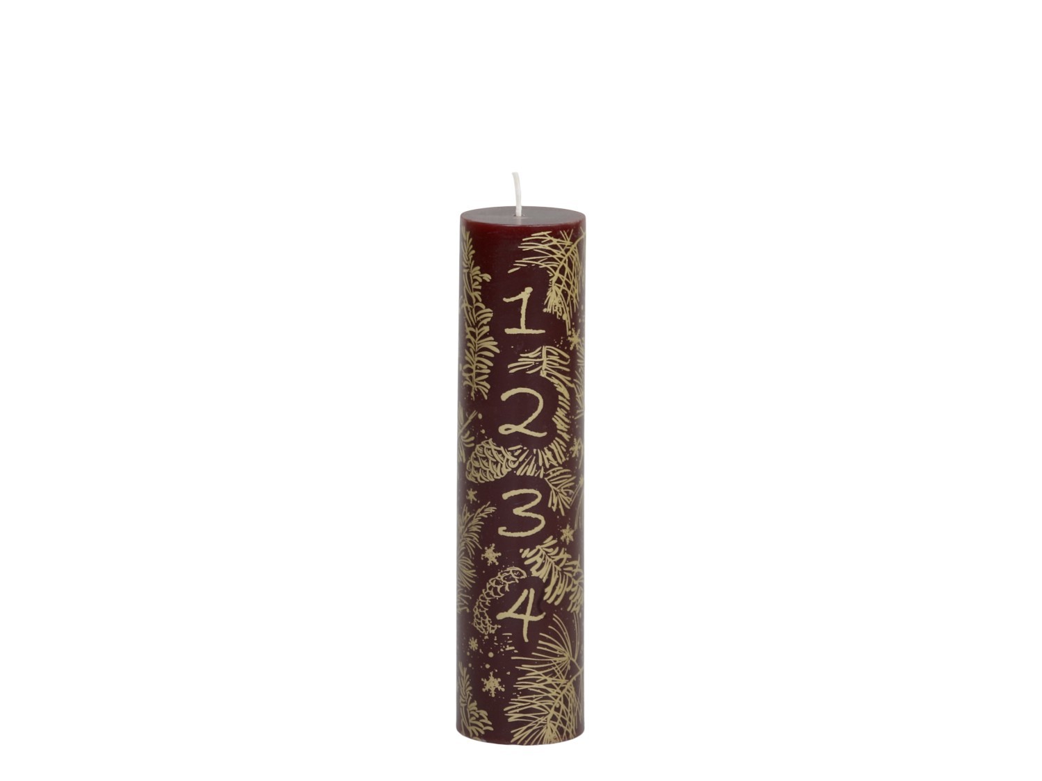 Červeno zlatá adventní svíčka s čísly 1- 4 Advent Candle - Ø 5*20cm / 48h Chic Antique