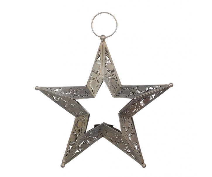 Bronzový antik kovový svícen ve tvaru hvězdy na čajovou svíčku - 28*6*28cm