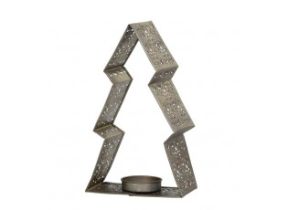 Bronzový antik kovový svícen ve tvaru stromku na čajovou svíčku - 10*5*16 cm
