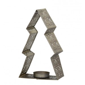 Bronzový antik kovový svícen ve tvaru stromku na čajovou svíčku - 10*5*16 cm