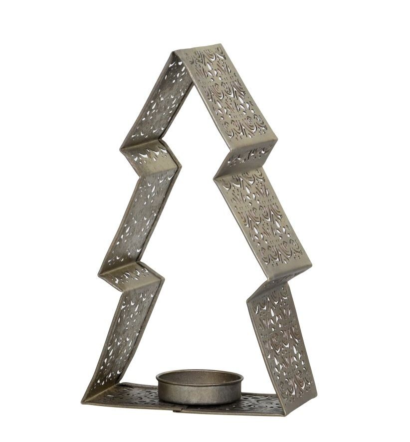 Bronzový antik kovový svícen ve tvaru stromku na čajovou svíčku - 10*5*16 cm