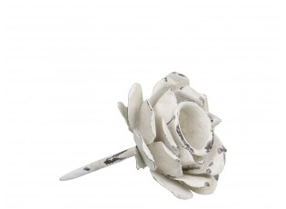 krémový antik zapichovací svícen ve tvaru květu na úzkou svíčku na věnec - Ø 6*10cm