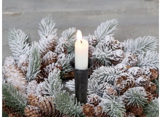 Černý antik zapichovací svícen na úzkou svíčku na věnec - Ø 4*14cm