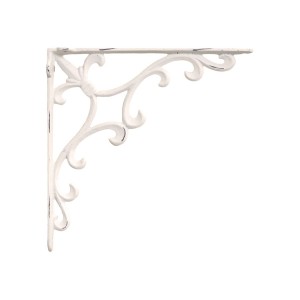 Krémová antik litinová konzole s ornamentem - 25*4*25 cm