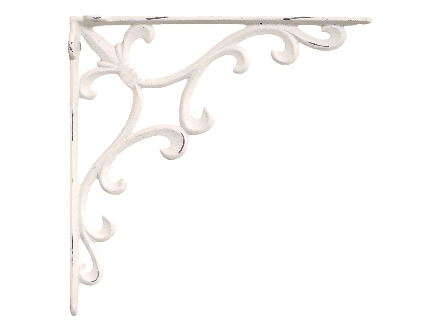 Krémová antik litinová konzole s ornamentem - 25*4*25 cm