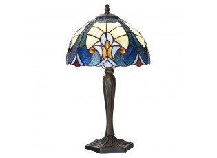 Modrá stolní Tiffany lampa Hilla - Ø 25*40 cm E14/max 1*40W