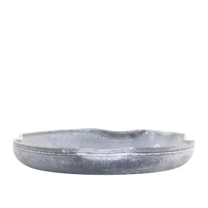 Zinkový antik plechový podnos s ohnutým okrajem Wavy - Ø 21,5*3cm