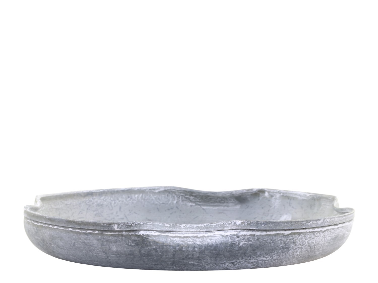 Zinkový antik plechový podnos s ohnutým okrajem Wavy - Ø 21,5*3cm