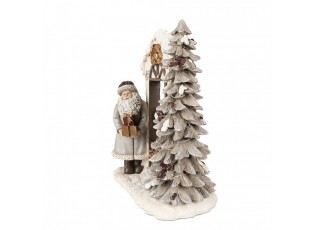 Dekorace Santa s dětmi a stromkem s Led světýlky - 22*10*23 cm