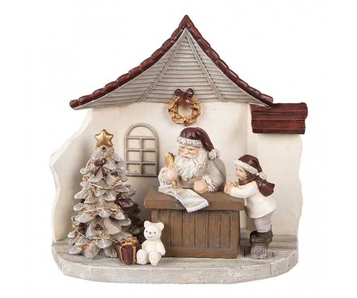 Dekorace Santa s chlapcem a stromkem s Led světýlky - 19*10*18 cm